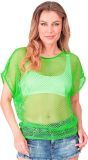 Neon Groene 80s Dames Carnaval Visnet Shirt