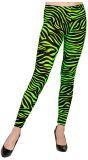 Neon Groene 80's Zebraprint Legging