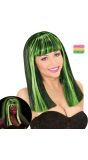 Neon Groene Gestreepte Pruik