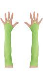 Neon Groene Vingerloze Satijnen Handschoenen