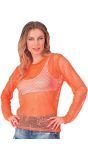Neon Oranje Dames Visnet Tanktop 80s
