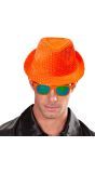 Neon Oranje Pailletten Fedora