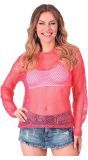 Neon Roze 80s Dames Carnaval Lange Mouwen Shirt