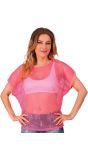 Neon Roze 80s Dames Carnaval Visnet Shirt