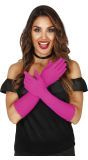 Neon Roze Basic Handschoenen Lang