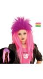 Neon Roze-Paarse Punk Pruik