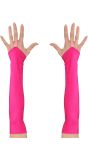 Neon Roze Vingerloze Satijnen Handschoenen