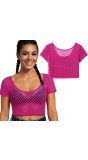 Neon Roze Visnet T-Shirt 80's Dames