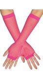 New York Lange Visnet Handschoenen Neon Roze