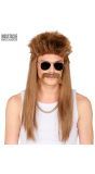 Newkids Rikkert Pruik met Snor Bruin