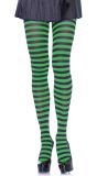 Nylon Gestreepte Panty Zwart-Groen