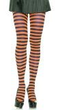 Nylon Gestreepte Panty Zwart-Oranje