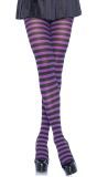 Nylon Gestreepte Panty Zwart-Paars
