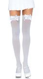 Nylon Kniekousen met Strik Wit