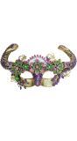 Oogmasker Duivel met Bloemen Goud Paars