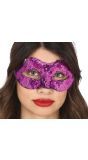 Oogmasker Paars met Pailletten