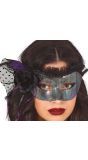 Oogmasker Zilver Zwart met Sluier