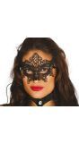 Oogmasker Zwart Geborduurd Smal