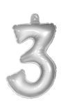 Opblaascijfer 3 Zilver