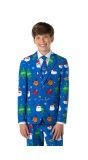 Opposuits Kerstmis Festivity Blue Suit Tiener Jongens