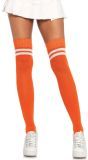 Oranje Geribbelde Kousen met Witte Strepen