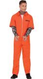 Oranje Gevangene Overall met Nep Tattoo Sleeve Volwassenen