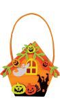 Oranje Halloween Heksenhuis Mandje 14cm