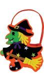 Oranje Halloween Mandje Heks 18cm