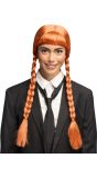 Oranje Halloween Pruik met Vlechten