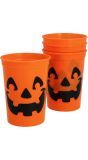 Oranje Pompoen Drinkbeker Set Halloween 4 Stuks