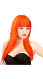 Oranje Pruik Lang Haar
