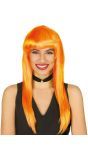 Oranje Pruik met Pony