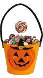 Oranje Vilten Pompoen Heks Snoep Emmer 12cm