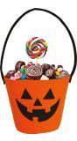 Oranje Vilten Pompoen Snoep Emmer 13cm