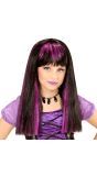 Paars-Zwart Gestreepte Pruik Kind