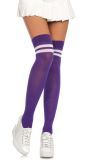 Paarse Geribbelde Kousen met Witte Strepen