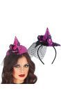 Paarse Glitter Mini Heksenhoed Haarband