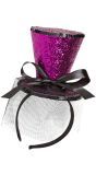 Paarse Glitter Mini Hoge Hoed