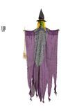 Paarse Heks met Bezem Decoratie Halloween