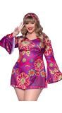 Paarse Hippie Jurkje Plus Size