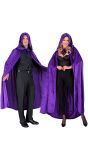 Paarse Lange Cape met Capuchon