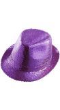 Paarse Pailletten Fedora