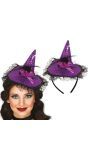 Paarse Pailletten Mini Heksenhoedje Haarband
