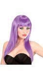 Paarse Pruik Lang Haar