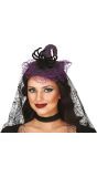 Paarse Spider Witch Haarband met Sluier