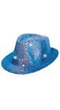 Party Pailletten Fedora met Lichtjes Blauw