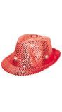 Party Pailletten Fedora met Lichtjes Rood