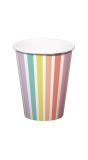 Pastel Kleurrijke Streepjes Verjaardag Bekers 6 Stuks