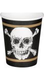 Piraten Goud/Zwarte Papieren Bekertjes 10 Stuks