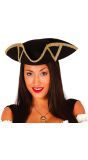 Piraten Tricorn Hoed met Gouddetail